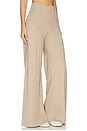 view 2 of 6 PANTALON JAMBES LARGES EN MAILLE PONTE in Khaki