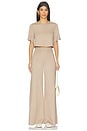 view 5 of 6 PANTALON JAMBES LARGES EN MAILLE PONTE in Khaki