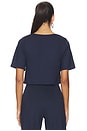 view 3 of 4 Ponte Knit Short Sleeve Top in Navy
