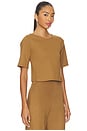 view 2 of 4 Ponte Knit Short Sleeve Top in Camel