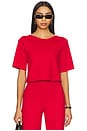 view 1 of 4 Ponte Knit Short Sleeve Top in Red