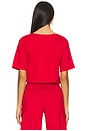 view 3 of 4 Ponte Knit Short Sleeve Top in Red