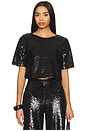 view 1 of 5 Sequin Short Sleeve Top in Black