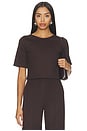 view 1 of 4 Ponte Knit Short Sleeve Top in Chocolate