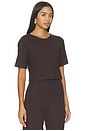 view 2 of 4 Ponte Knit Short Sleeve Top in Chocolate