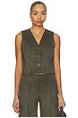 view 1 of 4 Stretch Suede Vest in Olive