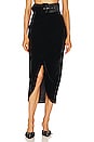 view 1 of 4 Draped Velvet Midi Skirt in Black