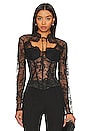 view 1 of 4 Lace Long Sleeve Bustier Top in Black