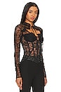 view 2 of 4 Lace Long Sleeve Bustier Top in Black