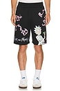 view 1 of 5 Rick And Morty Fleece Shorts in Black