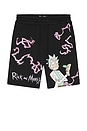 view 4 of 5 Rick And Morty Fleece Shorts in Black