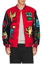 view 1 of 7 Keith Haring Varsity Jacket in Black & Red