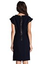 view 4 of 6 Tweed and Leather Shift Dress in Navy
