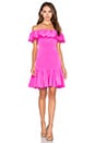view 1 of 3 Off The Shoulder Silk Dress in Fuchsia