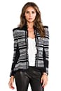 view 1 of 7 Stripe Tweed Peplum Jacket w/ Leather in Black & White