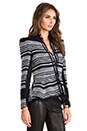 view 3 of 7 Stripe Tweed Peplum Jacket w/ Leather in Black & White