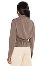 view 3 of 4 Slit Neck Blouse in Taupe