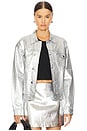 view 1 of 4 Odelia Oversized Denim Jacket in Silver