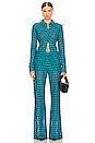 view 4 of 4 Embroidered Flare Pant in Teal