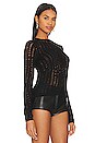 view 2 of 4 Long Sleeve Fishnet Top in Black