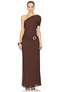 view 1 of 4 Kassi Draped One Shoulder Midi Dress in Bitter Chocolate