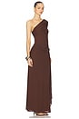 view 2 of 4 Kassi Draped One Shoulder Midi Dress in Bitter Chocolate