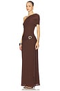 view 3 of 4 Kassi Draped One Shoulder Midi Dress in Bitter Chocolate