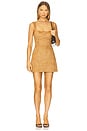 view 1 of 3 Zaela Square Neck Fitted Mini Dress in Tan
