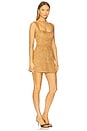 view 2 of 3 Zaela Square Neck Fitted Mini Dress in Tan
