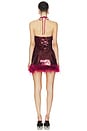 view 3 of 4 Nicola Faux Fur Hem Mini Dress in Cherry