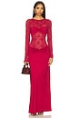 view 1 of 4 Larna Lace Long Sleeve Maxi Dress in Cherry
