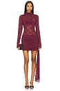 view 1 of 3 Larna Lace Long Sleeve Mini Dress in Wine