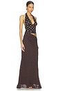 view 2 of 4 Valeria Halter Cutout Maxi Dress in Choc Lemon Polka