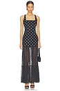 view 1 of 3 Tillie Sheer Bottom Maxi Dress in Black & White Polka