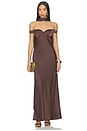 view 1 of 4 Raphaella Off Shoulder Maxi Dress in Bitter Chocolate