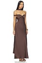 view 3 of 4 Raphaella Off Shoulder Maxi Dress in Bitter Chocolate