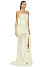 view 2 of 4 Eziya Ruched Frill Trim Maxi Dress in Lemon