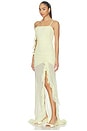 view 3 of 4 Eziya Ruched Frill Trim Maxi Dress in Lemon