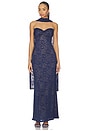 view 1 of 4 Amana Strapless Scarf Maxi Dress in Navy