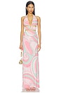 view 1 of 4 Xylia Halter Low Plunge Maxi Dress in Camino Pink