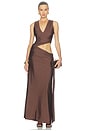 view 1 of 4 Mazini Deep Plunge Maxi Dress in Bitter Chocolate