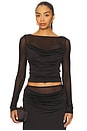 view 1 of 4 Wilona Sleeved Cowl Top in Black