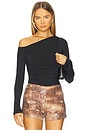 view 1 of 4 Renzo One Shoulder Long Sleeve Top in Black