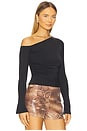 view 2 of 4 Renzo One Shoulder Long Sleeve Top in Black