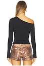 view 3 of 4 Renzo One Shoulder Long Sleeve Top in Black