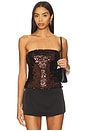 view 1 of 5 Anette Strapless Sequin Bustier in Chocolate