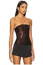 view 2 of 5 Anette Strapless Sequin Bustier in Chocolate