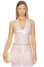 view 1 of 5 Adeluna Deep Plunge Halter Top in Light Pink
