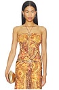 view 1 of 5 Skylar Sheer Halter Split Front Top in Magnolia Mango