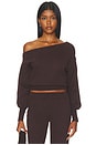 view 1 of 4 Heather Off Shoulder Knit Top in Chocolate